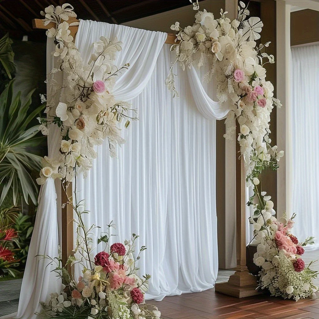 Backdrop Ceiling Drapes Wrinkle Free Arch Tent Draping  Table Runner Decor Wedding Ceremony Birthday Parties Backdrop Curtain