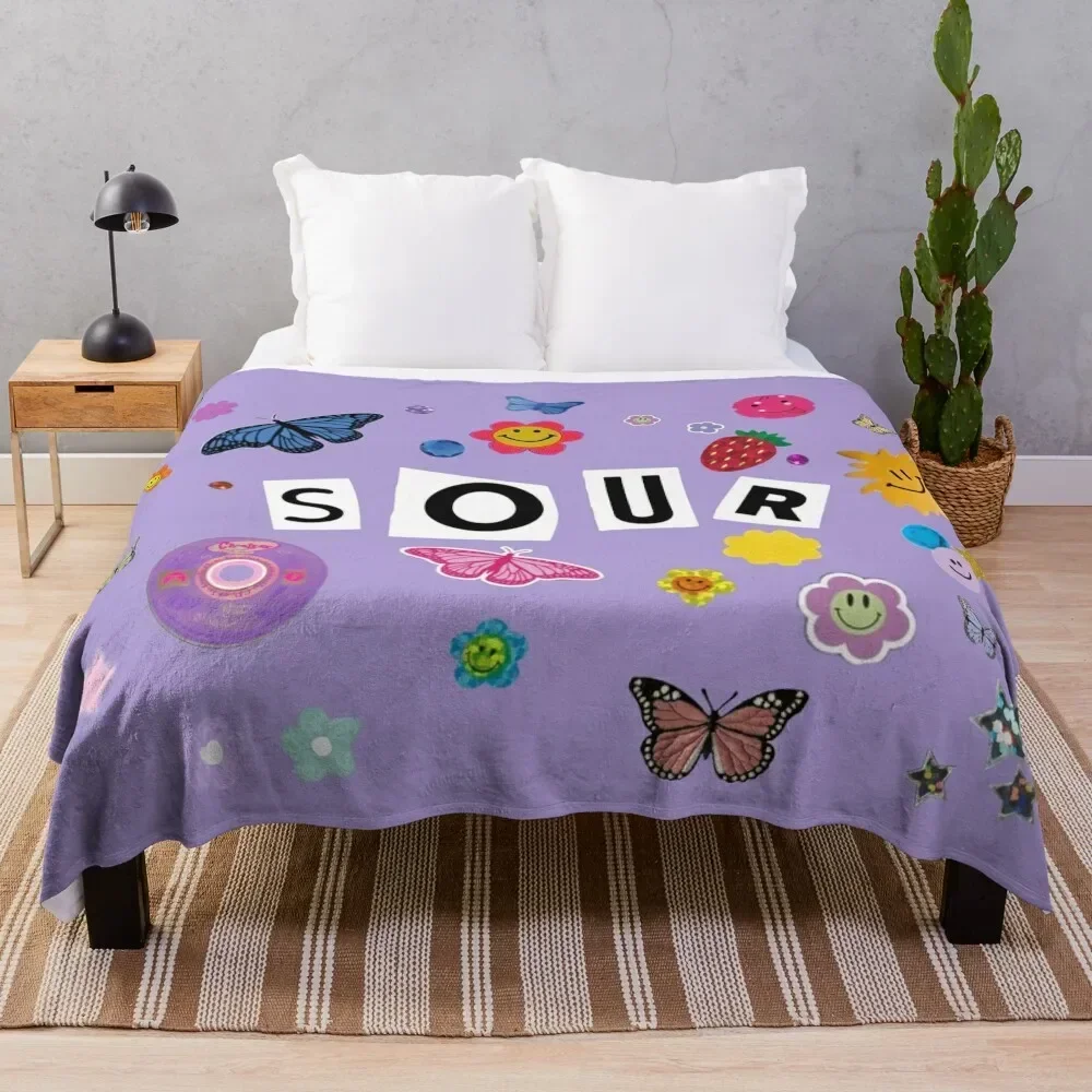 

Sour all stickers Throw Blanket Thermal Retros Decorative Throw Flannel Fabric Blankets