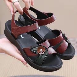 2025 Summer New Women Sandals Flat Non-slip Open Toe Breathable Shoes Women Casual Comfortable Outdoor Sandals Mother Sandals