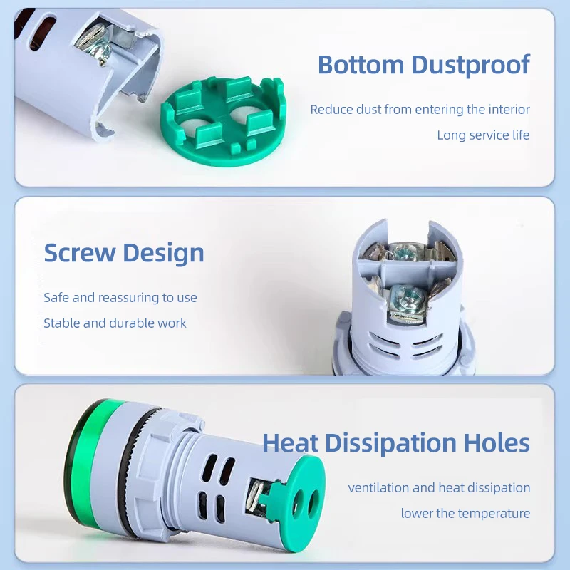 LED Mini Power Indicator Light Signaallamp Digitaal display Vierkant/rond Ampèremeter Voltmeter Thermometer Hertz Meter