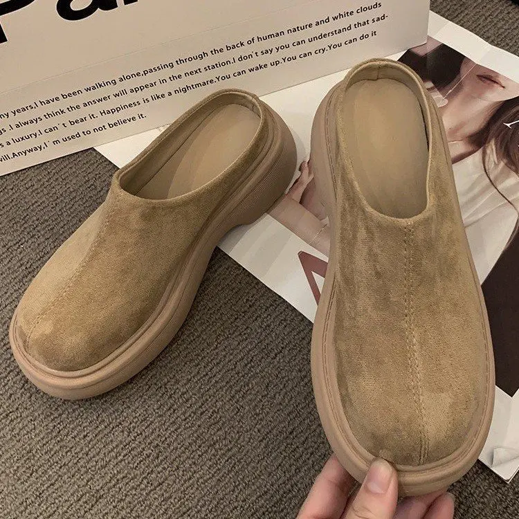 Kapcie Casual Shoes Woman 2024 Low Cover Toe Loafers Platform Pantofle Female Mule Luxury New Flat Mules Rome Slides PU Fabric