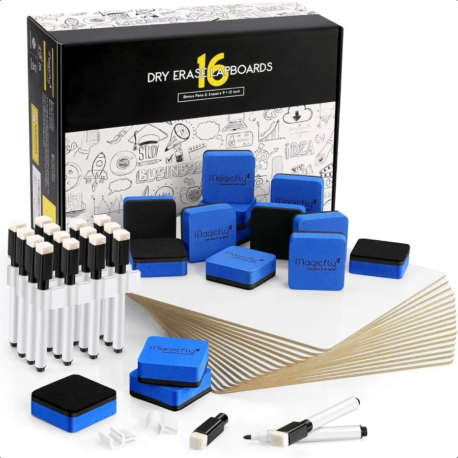 

DoubleSided Small White Board for Classroom 9 x 12 Inches Dry Erase Lap Boards Bulk Pack of 16 Mini White Board for Student Tea