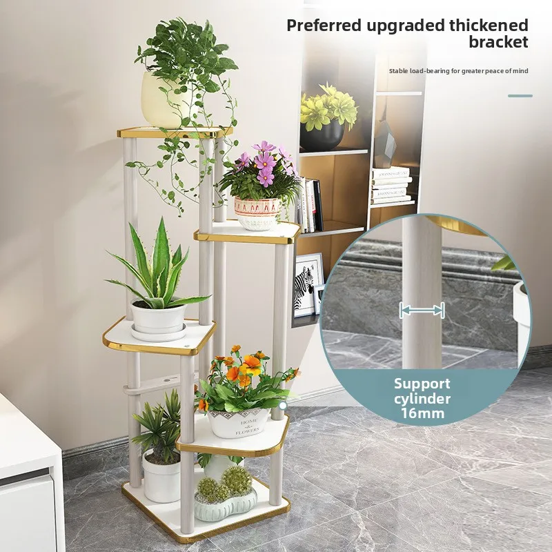 

Durable Solid wood flower rack indoor multi-layer green plant flower pot rack floor-to-ceiling flower rack