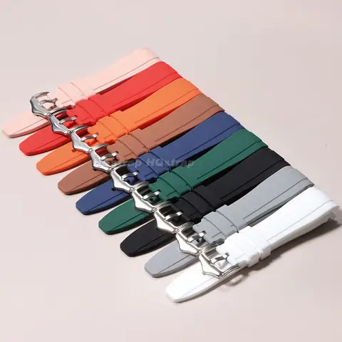 20 mm 22 mm gummiarmband av hög kvalitet, böjd ände i silikon, klockarmband för Swatch för Omega Moonswatch, vattentätt armband 10 best sales 20 mm klockarmband med böjd ände - №1