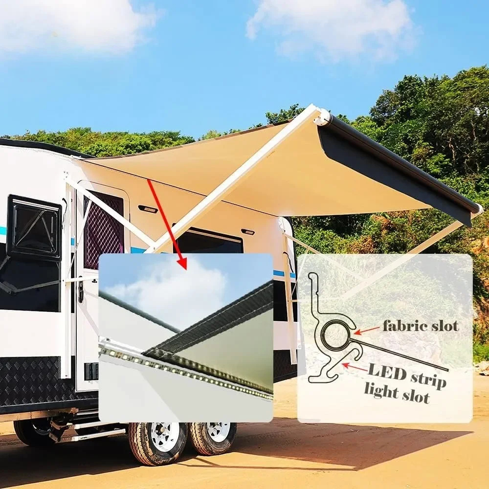 Tenda RV Bermotor Putih Kit Lengkap Tenda Dapat Ditarik Modular untuk RV, Roda 5, Pengangkut Mainan, dan Tenda Trailer RV Motorhome