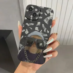 Sunglasses Banknote Monkey Painted Phone Case For iPhone 16 15 14 13 12 11 Mini Pro Max X XR XSMax 8 7 6 6S Plus Silicone Cover