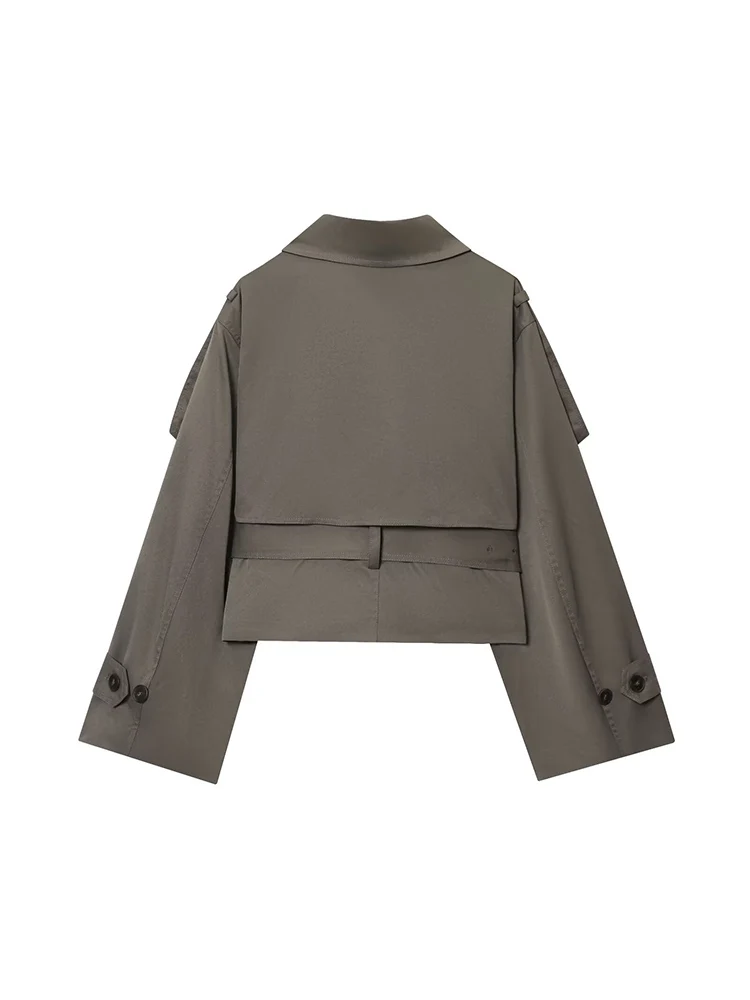 المرأة الأوروبية والأمريكية الخريف نمط جديد الوقوف طوق طية صدر السترة سترة واقية عصرية ومريحة معطف طويل الأكمام