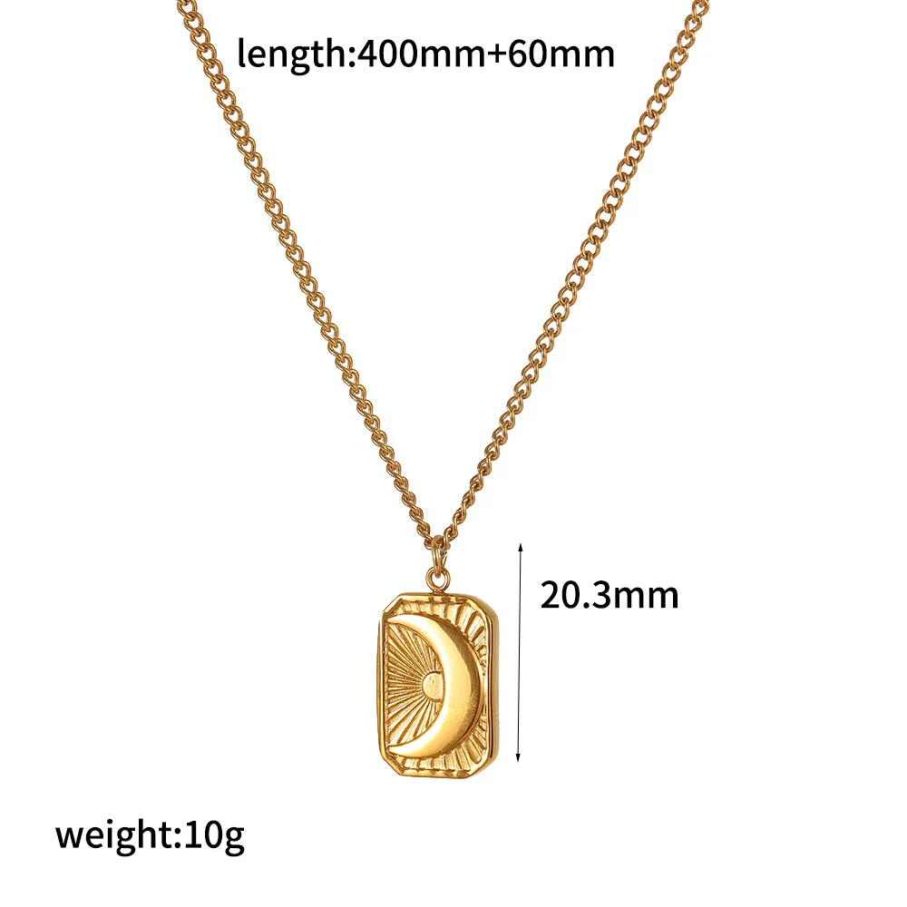 TD Retro Classic 316L Edelstahl Stern-Mond-Anhänger Halskette Unisex Modeschmuck Geschenk-Accessoire – Detail 9