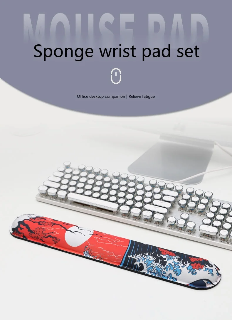 Schaumstoff-Handgelenkauflage Tastatur-Pad-Set 8 Farben Büro Gaming Ergonomische Rutschfeste Schreibtischunterlage – Detail 1