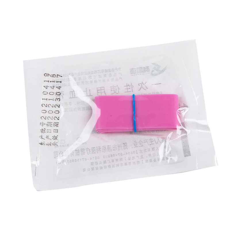 10 Strips Pre Cut Pink Elastic Belt Disposable Tourniquet First Aid Kit Product Medical Rubber Tourniquet Disposable Tourniquet