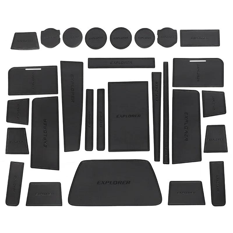 Anti-Slip Gate Slot Cup Mat For Ford Explorer 2023 Accessories Door Groove Non-Slip Pad Leather Coaster