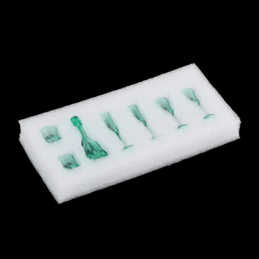 7 قطع من نماذج زجاجية لتزيين بيت الدمى من الأكريليك لمطبخ الحفلات باللون الأخضر الداكن #2