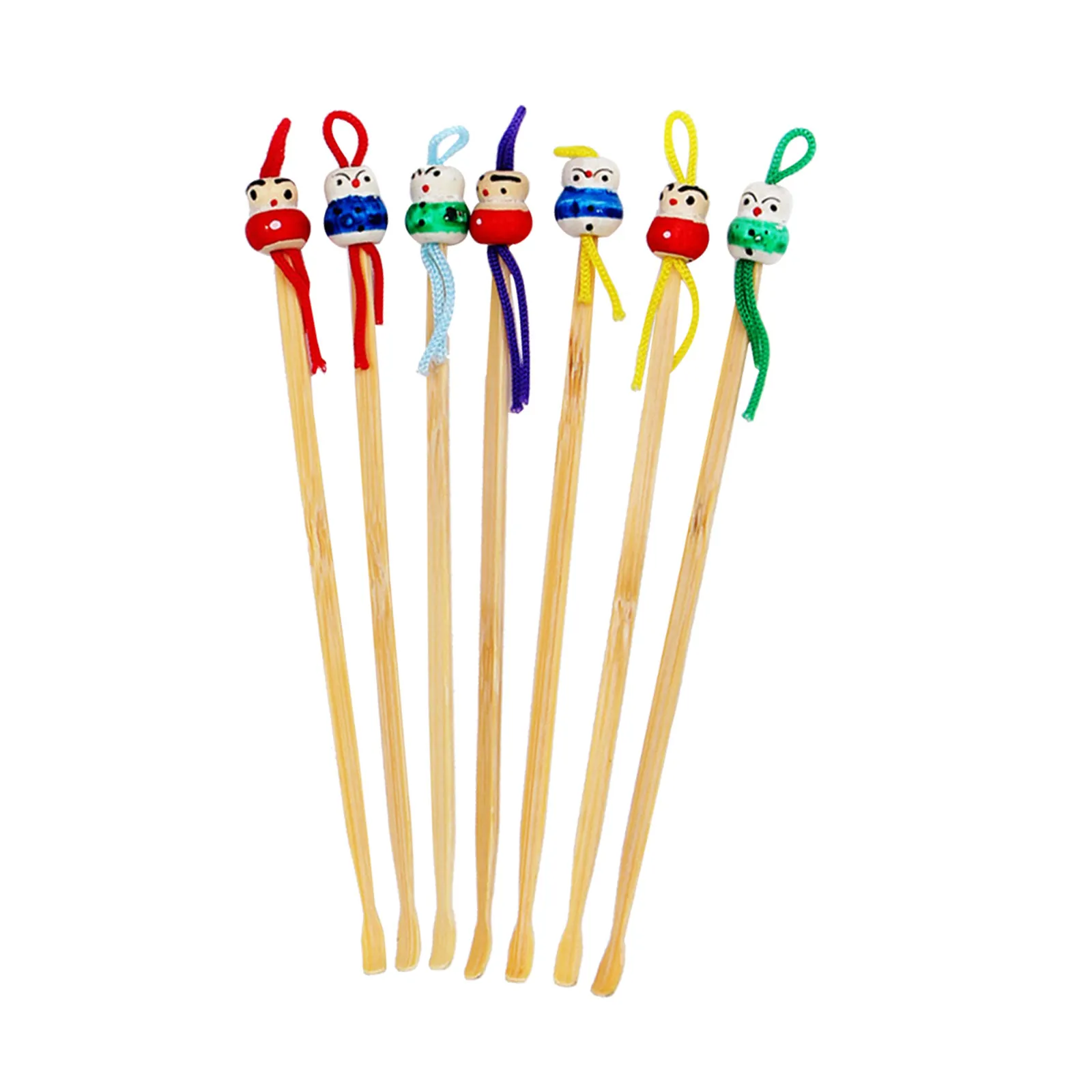 

12Pcs Cartoon Wood Ear Pickers Creative Hanging Wax Cleaners Adorable Portable Ear Cleaning Tools for Keys Bags