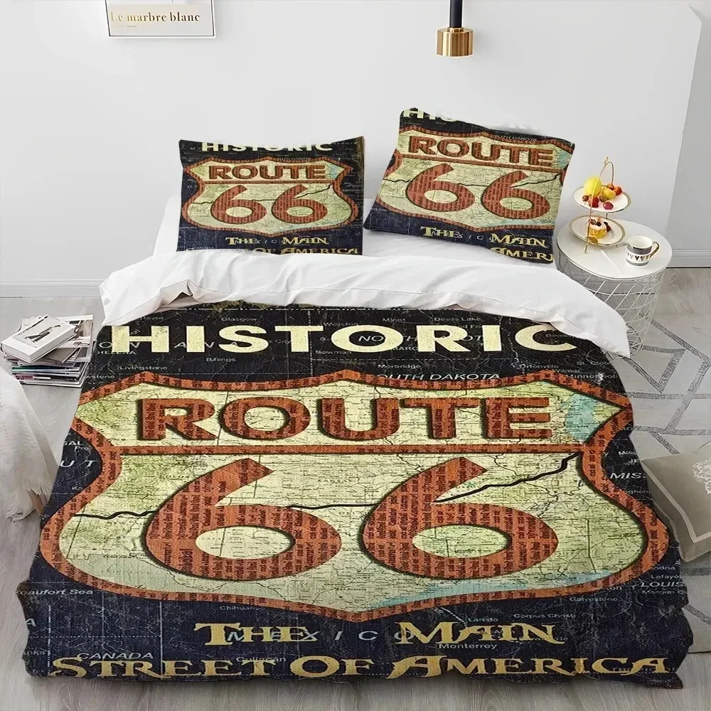 Historic Route 66,Mother Road,Bedding Set Boys Girls Twin Queen Size Duvet Cover Pillowcase Bed Adult Fashion Home Textileextile