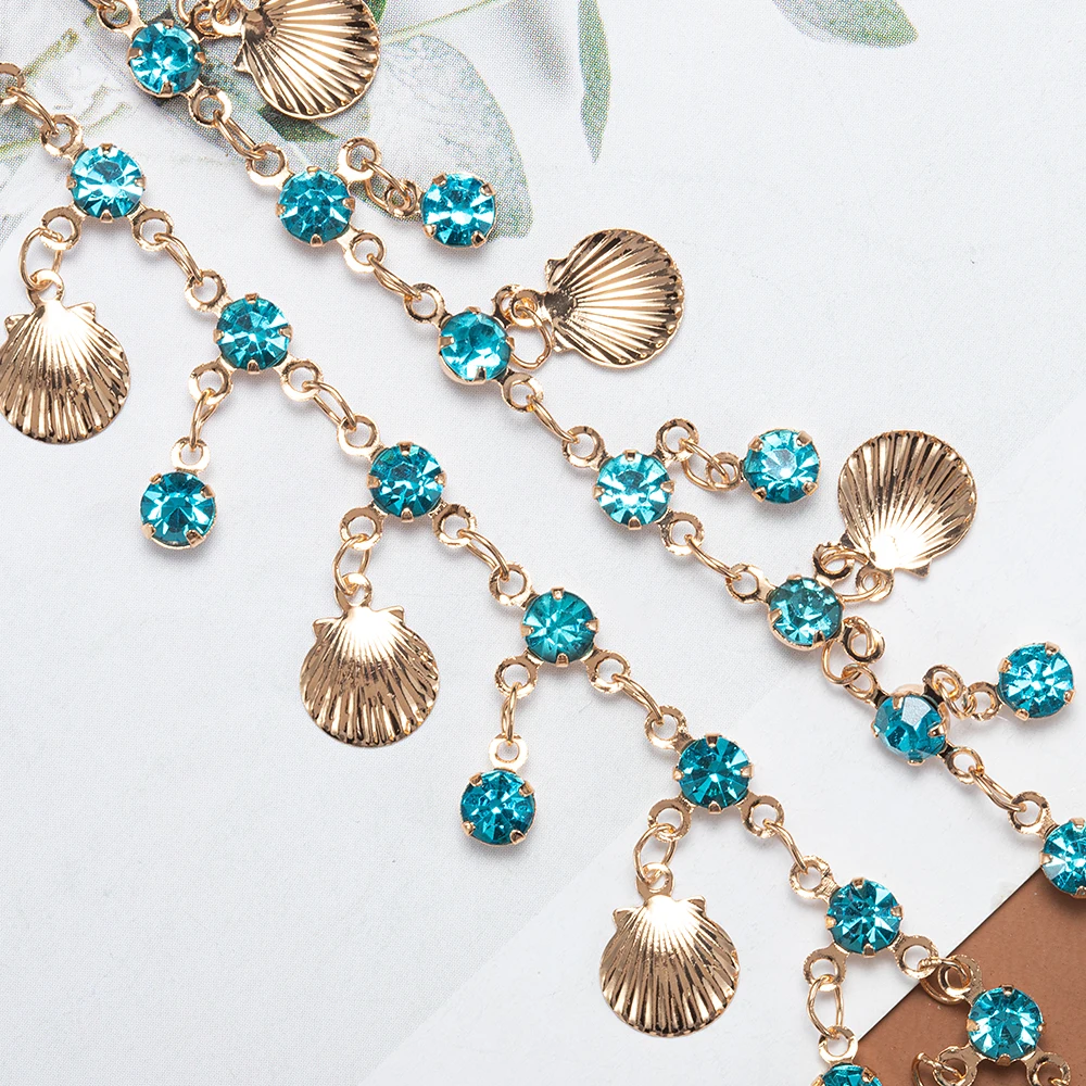 1Meter Crystal Charms Copper Chain  Shell Shape Pendants Chains for Necklace Bracelet DIY Jewelry Making Supplies