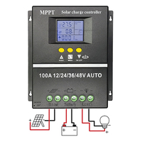 100A/80A/60A MPPT Solar Charge Controller 12V/24V/36V/48V Auto Controller Tools Solar PV Battery Charger with LCD & Dual USB