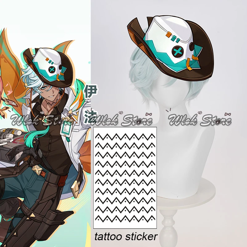 

Аниме игра Genshin Impact Ifa косплей парик татуировка наклейка мужские короткие волосы Хэллоуин вечерние карнавал аксессуары для ролевых игр