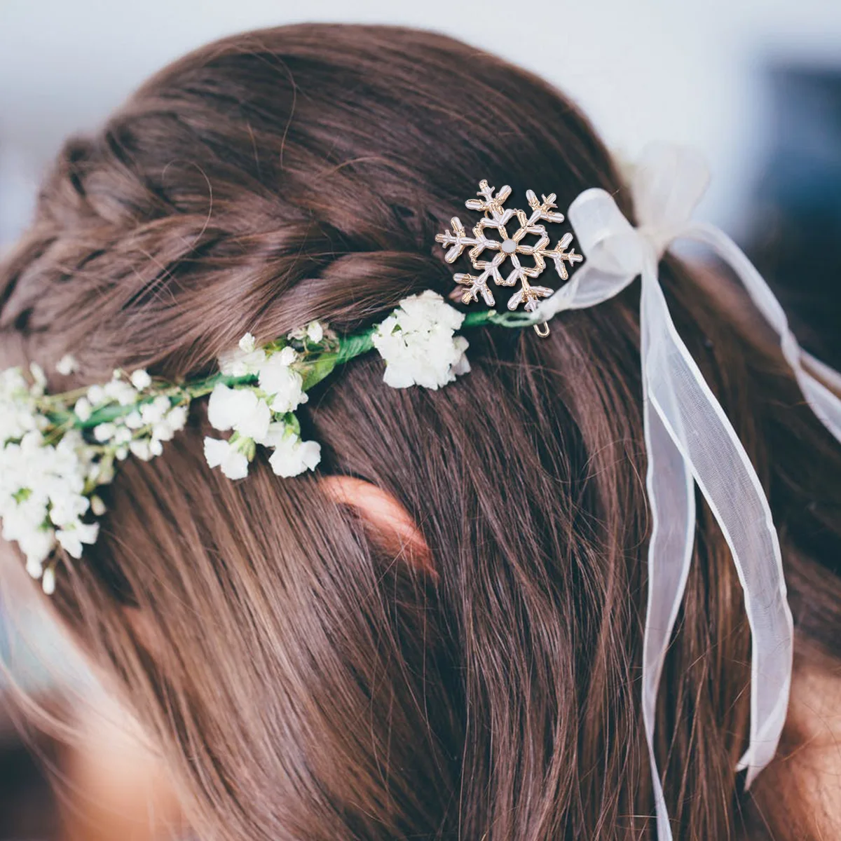 

4pcs Snowflake Hair Clips Durable Alloy Easy to Wear for Christmas Party Girls Accessories Silver Color Long Lasting