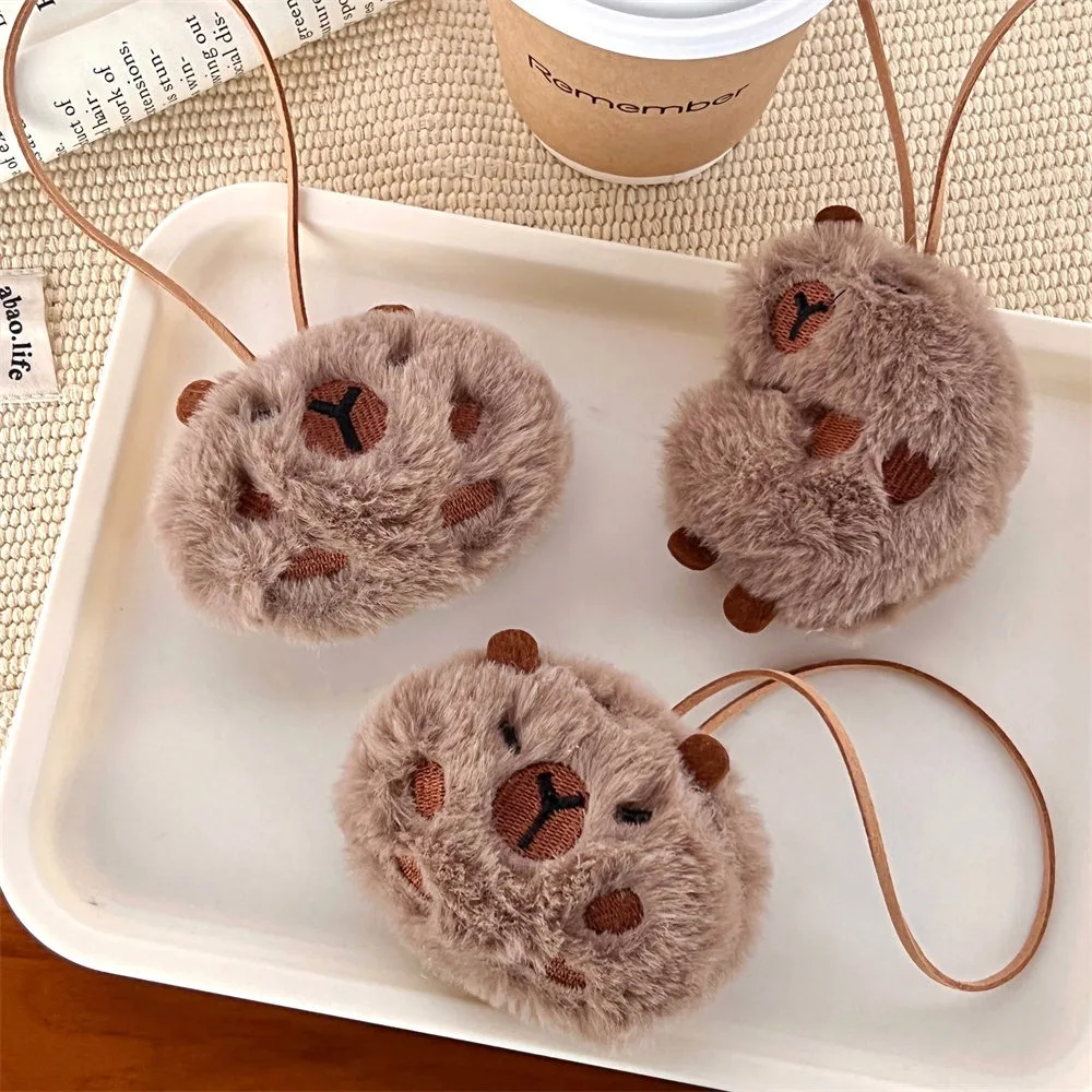 Cute Plush Capybara Keychain Cartoon Bag Pendant Capybara Doll Brooch Fluffty Animal Doll Key Ring Pendant Men Women