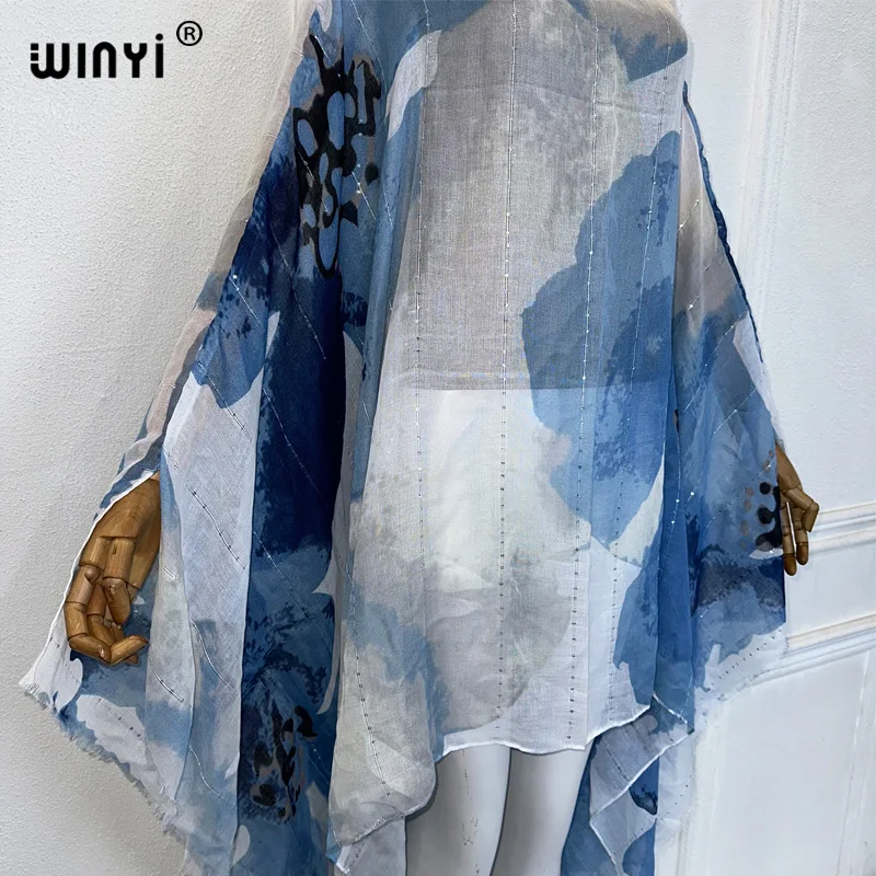 WINYI Africa beach dress Perspective sexy dress Women Sequin luxury robe Middle East Female kaftan abayas dubai luxury cover up