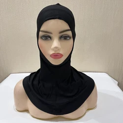 C215 Extra Longer Modal Cotton Jersey Bigger Size Slim Face Ninja Underscarf Full Cover Muslim Hats Headband Inner Turban Caps