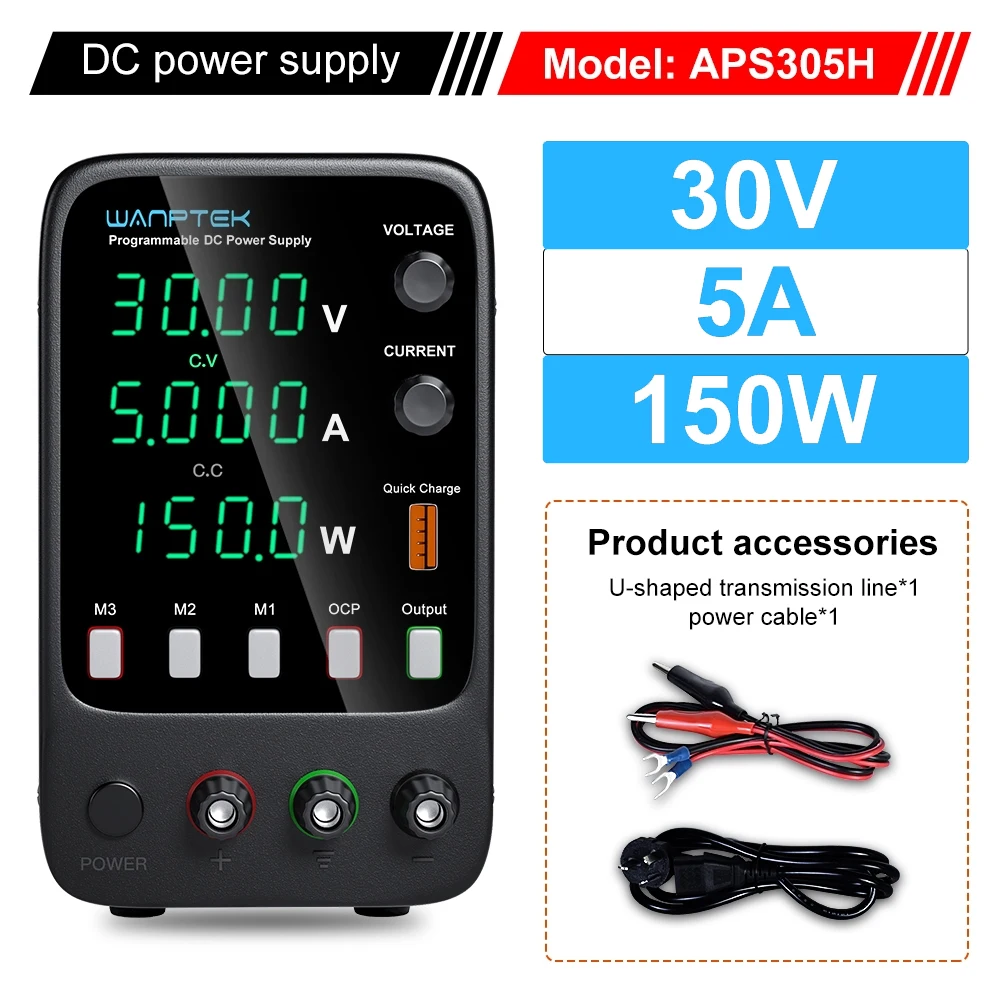 Wanptek Variables DC-geregeltes Netzteil 30 V 10 A Speicherfunktion für drei Gruppen APS3010H OCP Alarmausgang Voreingestellter Spannungsstrom