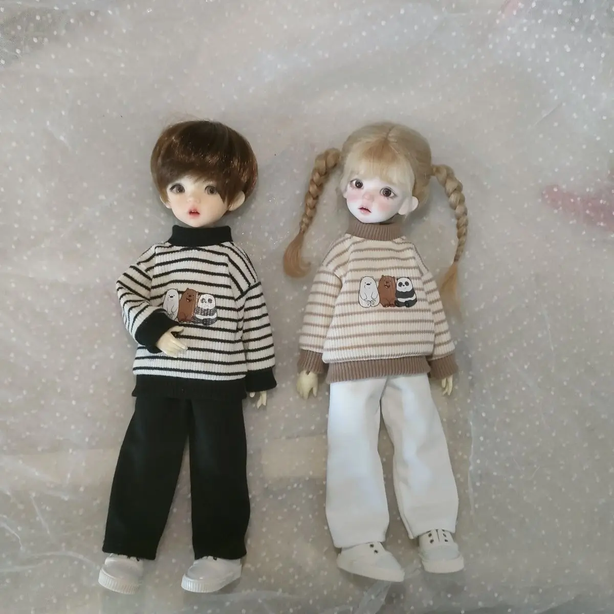 Novo 1/6 roupas de boneca terno para 30cm bjd boneca listrado moletom + calças menina brinquedos vestir-se jogar casa boneca acessórios, sem boneca