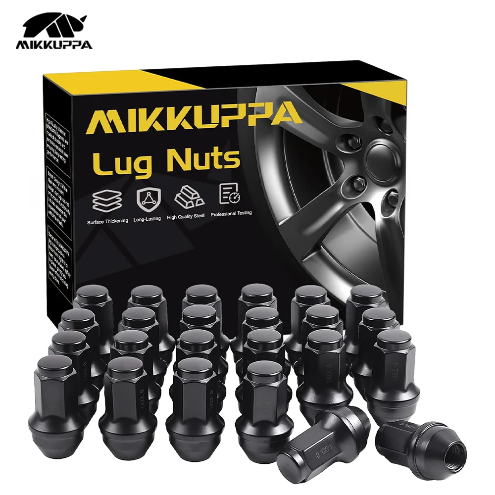 

Набор гаек MIKKUPPA, 24 шт., M14x2,0, черные, 13/16, шестигранные, 60 ° Конические гайки для колес сидений для автомобиля, внедорожника, грузовика, замена дисков, прочная сталь