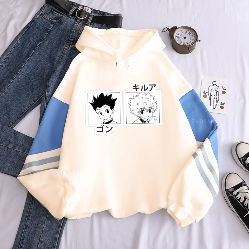 Japanese Anime Hunter X Hunter Patchwork Sweatshirts Men Women Funny Cartoon Killua Zoldyck GON·FREECSS Winter Oversized Hoodies