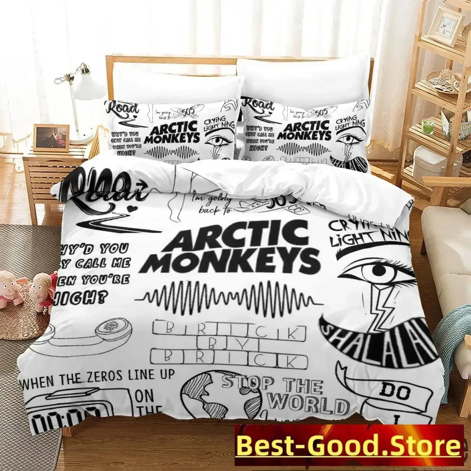 3D Print Arctic Monkeys Bedding Set Duvet Cover Sheet Printed Bed Set Pillowcase Bed Full Queen King Size Comforter Bedroom