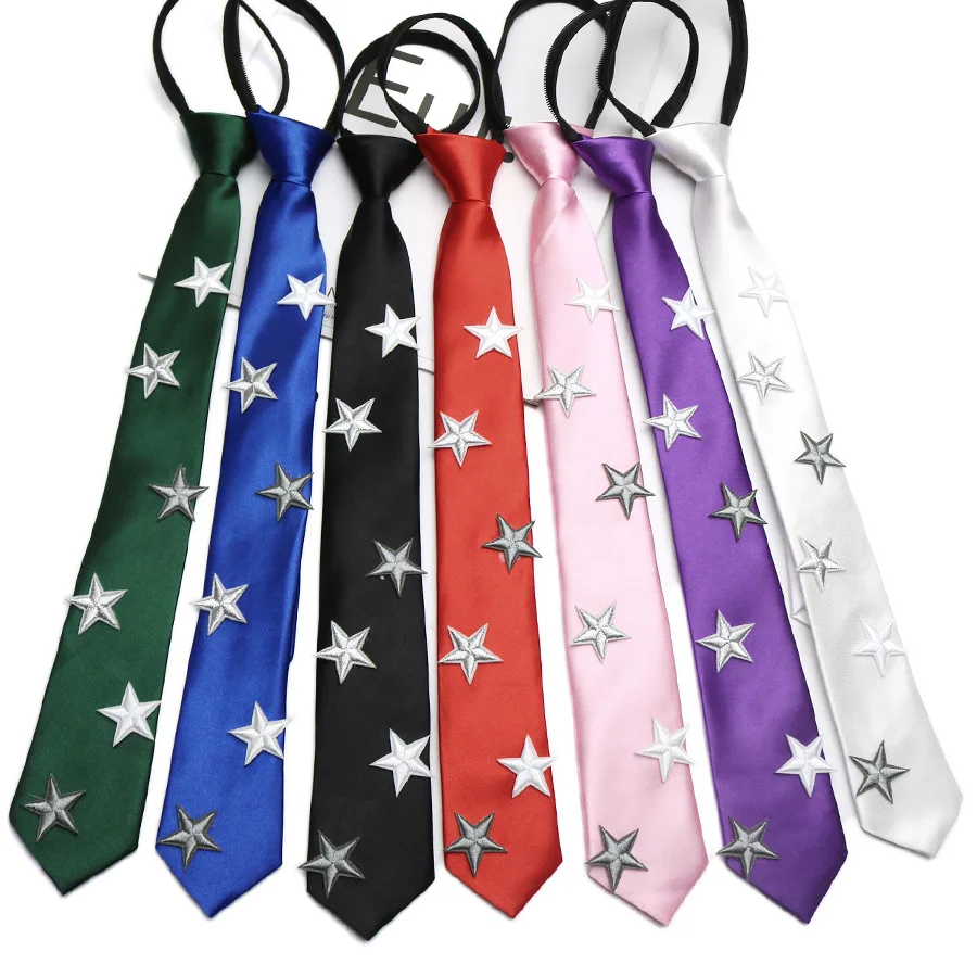 New Star Embroidered Tie for Girls Free JK College Style Lazy Tie for Students Boys Simple Fashion Shirt Clothing Accessories
