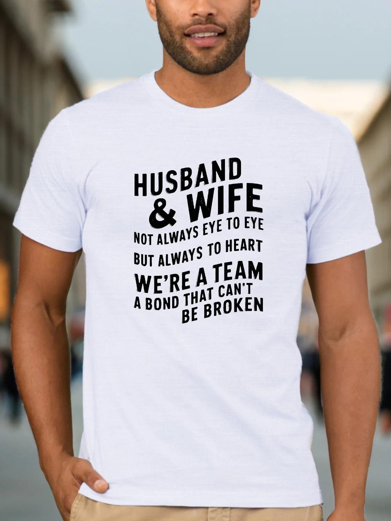 Husband and Wife Matching Crew Neck Fitted T-Shirts - Sweat-Wicking, Freedom of Movement, Slight Stretch Polyester Fabric, Regul