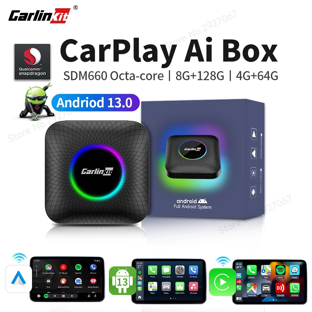 CarlinKit CarPlay Android 13 TV Box SDM660 Wireless CarPlay Android Auto Smart Car Ai Box 4GLTE WiFi BT Connnect for OEM Car