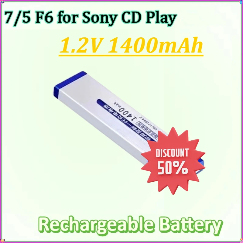 

For Sony CD Play New 1.2V 1400mAh MD CD Player Rechargeable Battery Prismatic 7/5 F6 Ni-MH Chewing Gum Gumstick Batteries