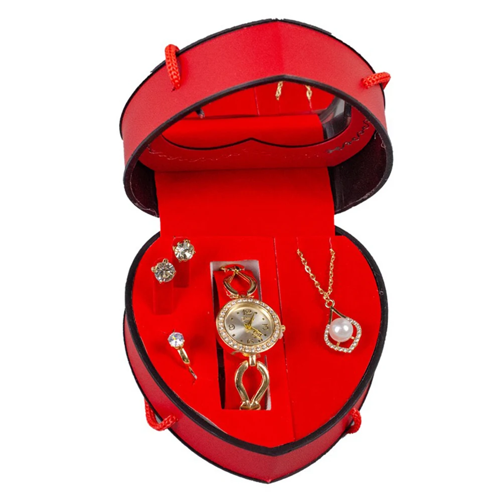 Woman Watch Set Women Bracelet Watches Ladies Dress Wristwatch Pendant earrings Necklace Suit Female Quartz Clock Love Gifts Box