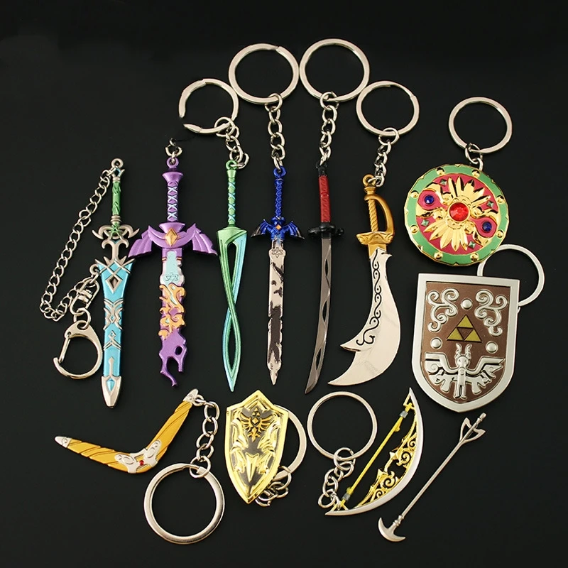 Multiple Styles Tears of The Kingdom Weapon Hero Link Master Sword Keychain Mini Hailia Shield Game Peripheral Sword Gifts Toys