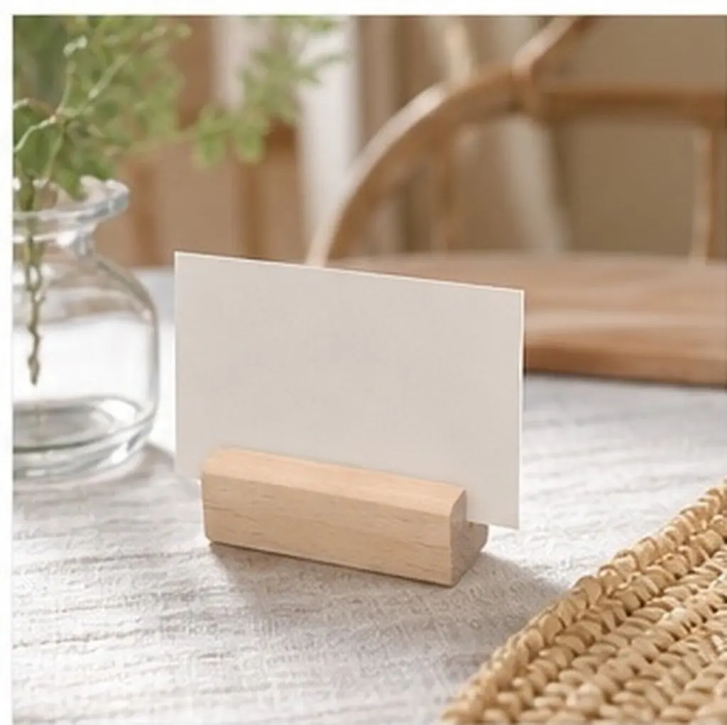 10Pcs Solid Wood Note Clip Carriers Smooth Surface Card Holder Stand for Postcards Food Delivery Notes Festival Cards Home Decor