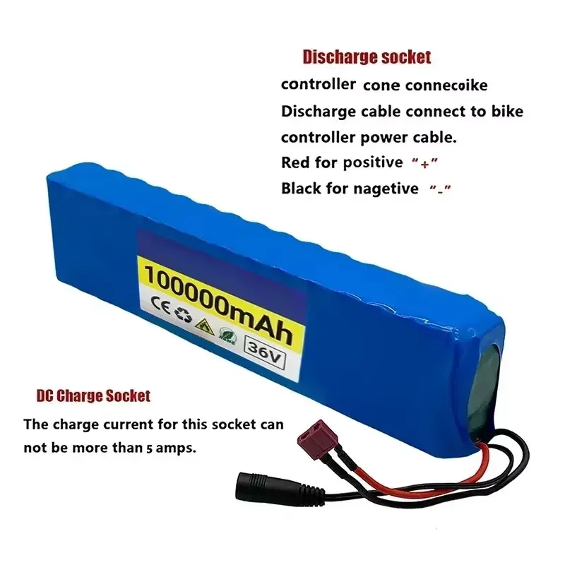 36V 20Ah 18650 Rechargeable Lithium Battery Pack 10S3P 1000W with BMS for Bicycle Scooter Battery Pack+Charger