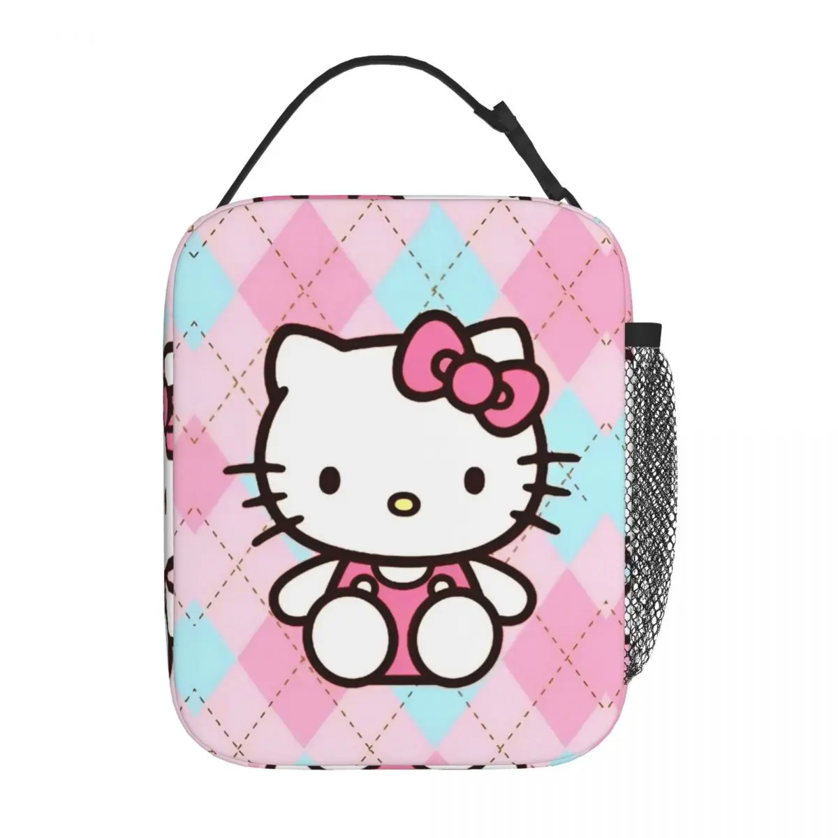 

Hello Kitty Plaid Pattern Insulated Lunch Bag Thermal Bag Meal Container Portable Tote Lunch Box Food Storage Bags Office Picnic