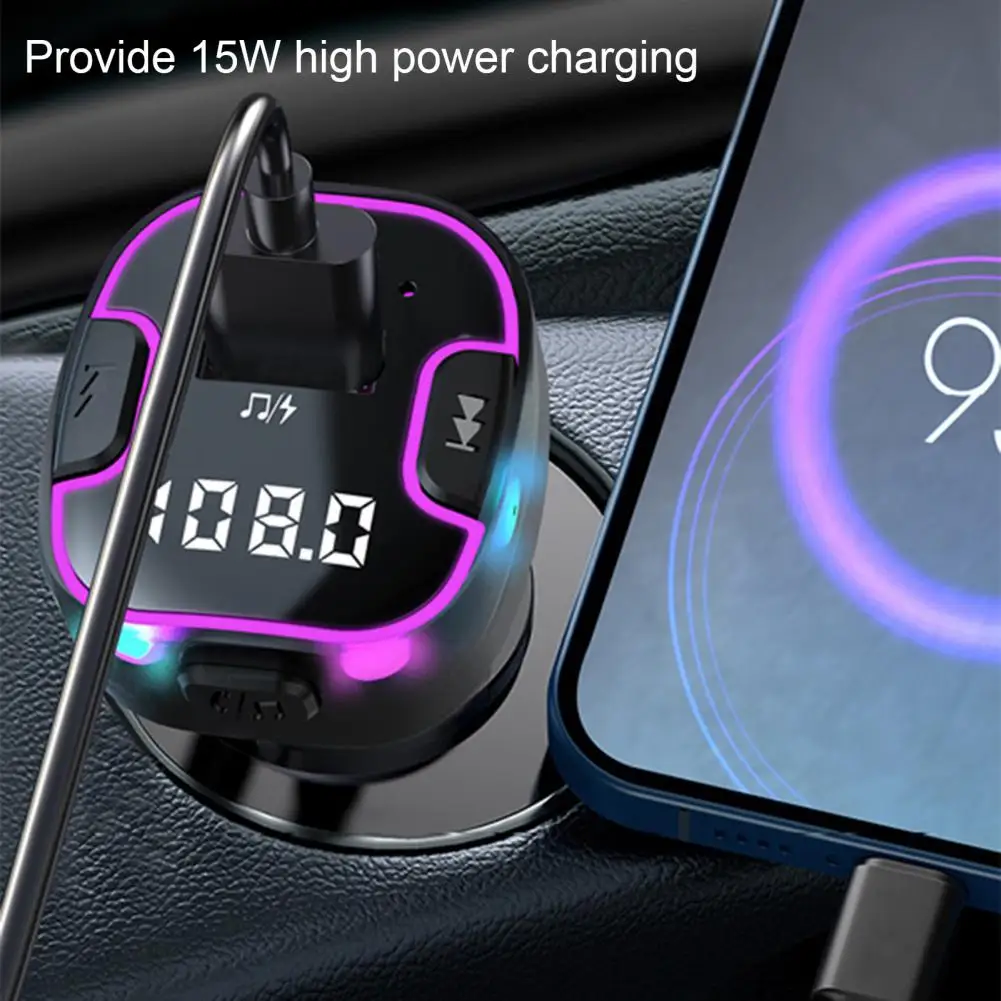 15w Car Charger Usb Car Charger Multi-port Car Charger with Led Ambient Light Quick Charging Bluetooth Audio for Front 10m camping atmosphere light string usb charging waterproof lamp for fishing camping