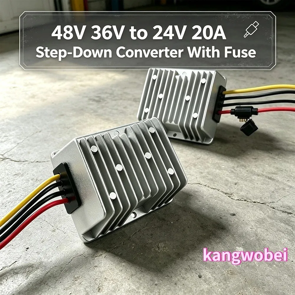 DC With Fuse Step-Down Converter 48V 36V to 24V 10A 15A 20A Voltage Transformer Waterproof Module Suitable For Golf Cars Boats