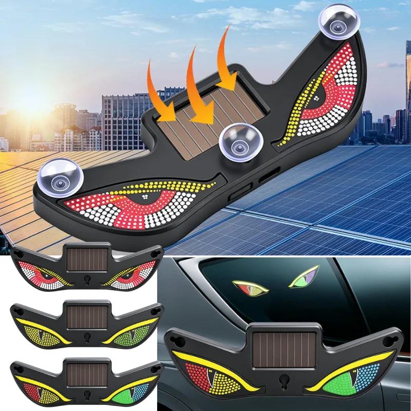 LED Breathing Car Fun Neon Lamp Dynamic Expression New Car Devil Eye Solar Ambient Light Anti-Rear-End Rear Window Warning Light