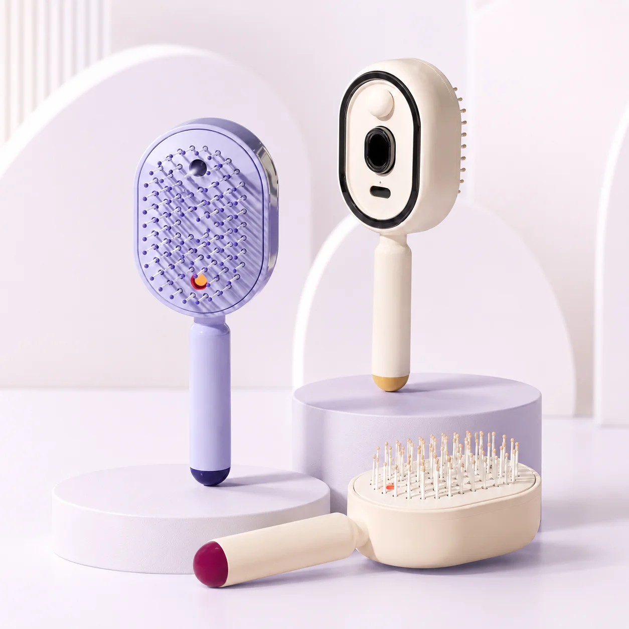 Electric Steam Brush, Rechargeable Detangling Steam Hair Straightener, Rechargeable Water Spray Hair Brush for Long Short Hairs