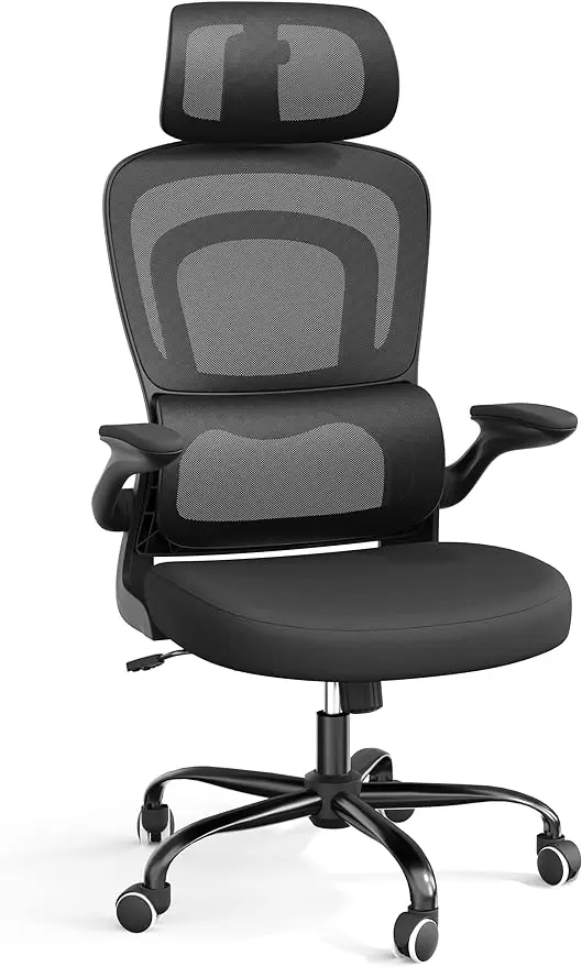 

SOMEET Ergonomic Mesh Office Chair with Lumbar Support, High Back Office Chair with Flip-up Arms, Mesh Computer Gaming Chairs