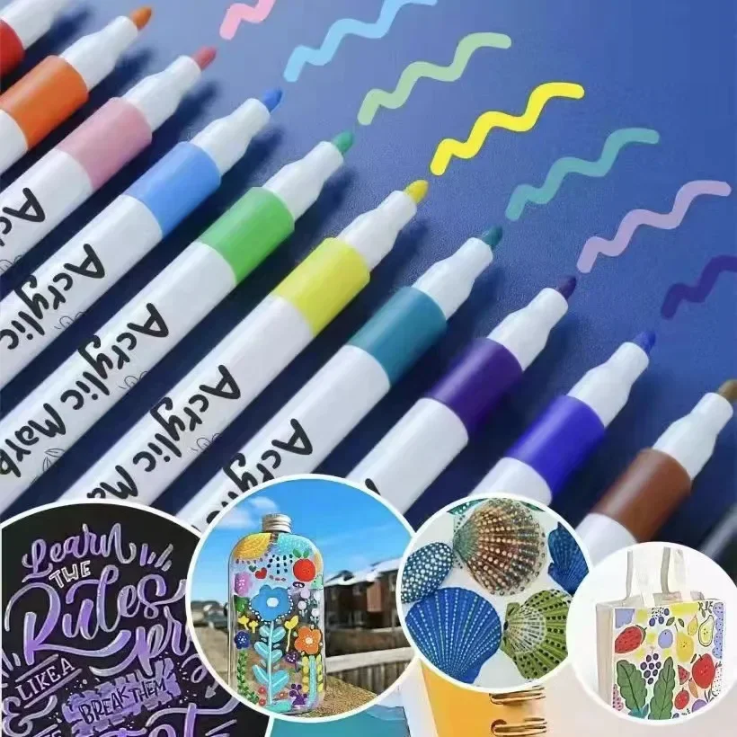 24/36/60 Color Acrylic Marker Pen Set for Kids DIY Hand-painted Stone Fabric Glass Graffiti Pen Paint Pen Art Supplies