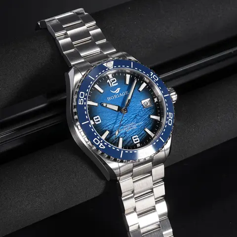BORIAGE NH35 Automatiska Mekaniska Klockor Lyxig Herrklocka Rostfritt Stål Vattentålig 100m Dykarklocka Lysande Armbandsur 10 best sales dykarklocka - №7