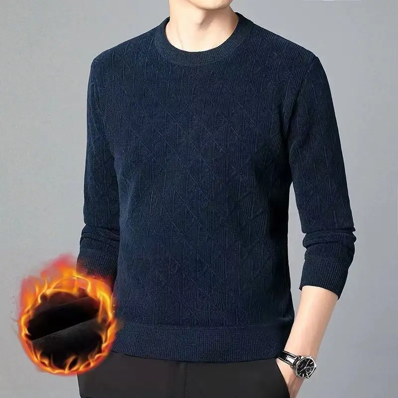 가을 겨울 원피스 플러시 스웨터 속옷 단색 라운드 넥 스크류 스레드 두꺼운 따뜻한 풀오버 니트 탑 JJ268