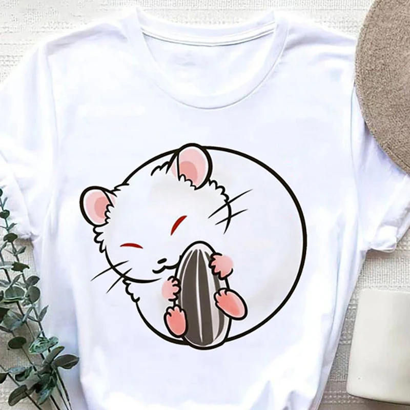 Cute Hamster Graphic T-shirt Cute Cartoon Print Casual Unisex T Shirt Summer New Fashion O-Neck Tshirt Streetwear Women/Men Tees