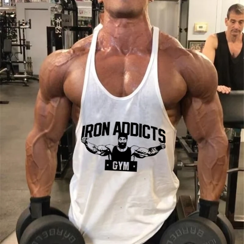 Feuchtigkeitsableitender Gym Stringer aus Baumwolle für Herren – leichte, ärmellose Bodybuilding-Weste, Workout – Workout-Trainings-Unterhemd