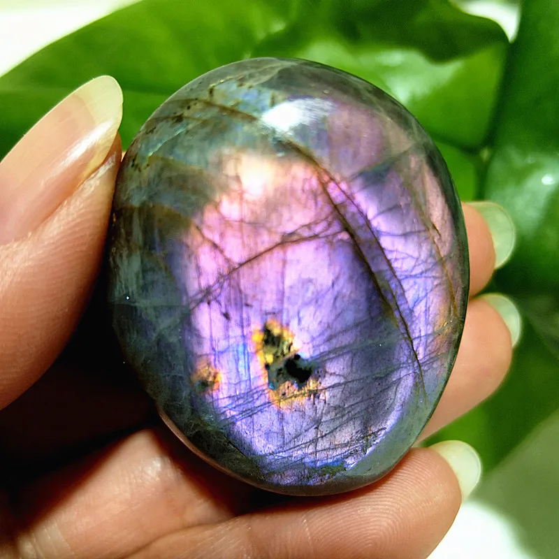 

Natural Purple Yellow Labradorite Crystal Palm Stone Sorcerer Chakra Spiritual Meditation Healing Room Decor Gemstone